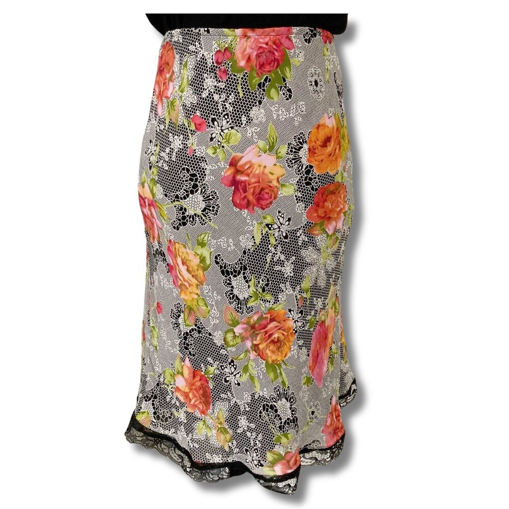 LAPIS Black white pink hexagon lace print pencil skirt ~ Whimsigoth SMALL MEDIUM